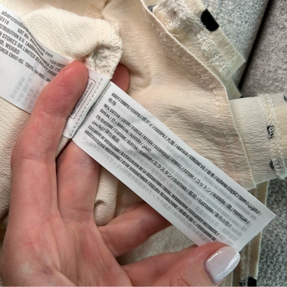 NWT NEW Abercrombie Mila Drop-Waist Mini Dress in Cream Dot Size Large Petite - Picture 12 of 12